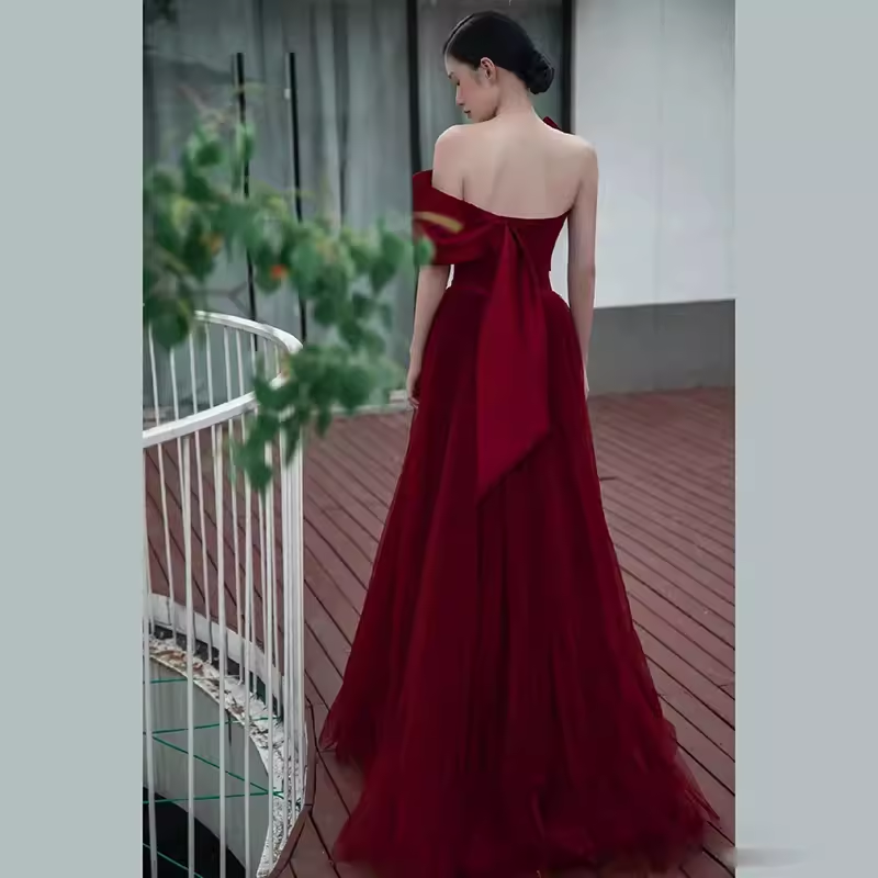 Sexy A line Party Dresses Strapless Red Prom Dresses P951