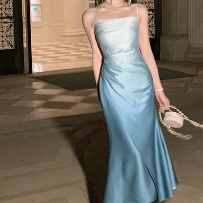 Elegant Sheath Straps Blue Prom Dresses Formal Dress P1109