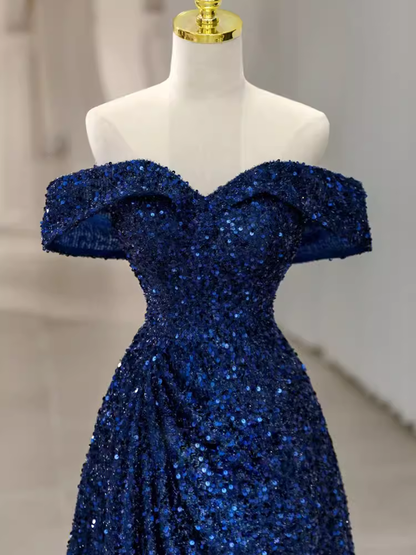 Elegant A line Off The Shoulder Royal Blue Prom Dresses Formal Evening Dress P1140