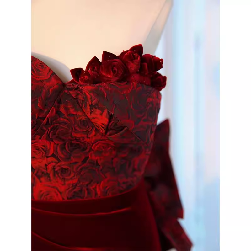 Sexy Sheath Long Senior Burgundy Velvet Prom Dress Formal Dress P1319