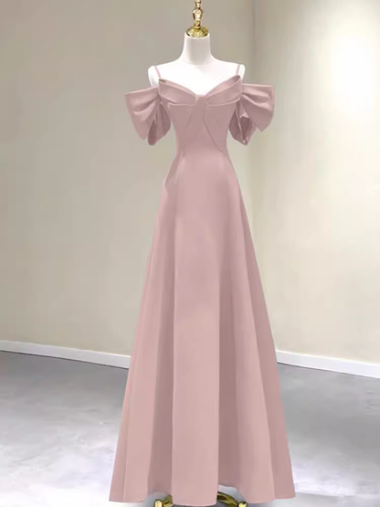 Beautiful A-Line Straps Pink Long Prom Dress P1322