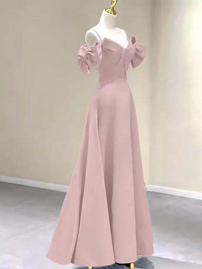 Beautiful A-Line Straps Pink Long Prom Dress P1322