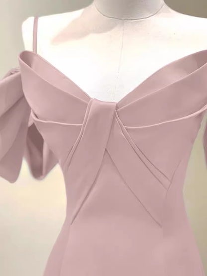 Beautiful A-Line Straps Pink Long Prom Dress P1322