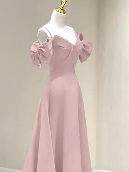 Beautiful A-Line Straps Pink Long Prom Dress P1322