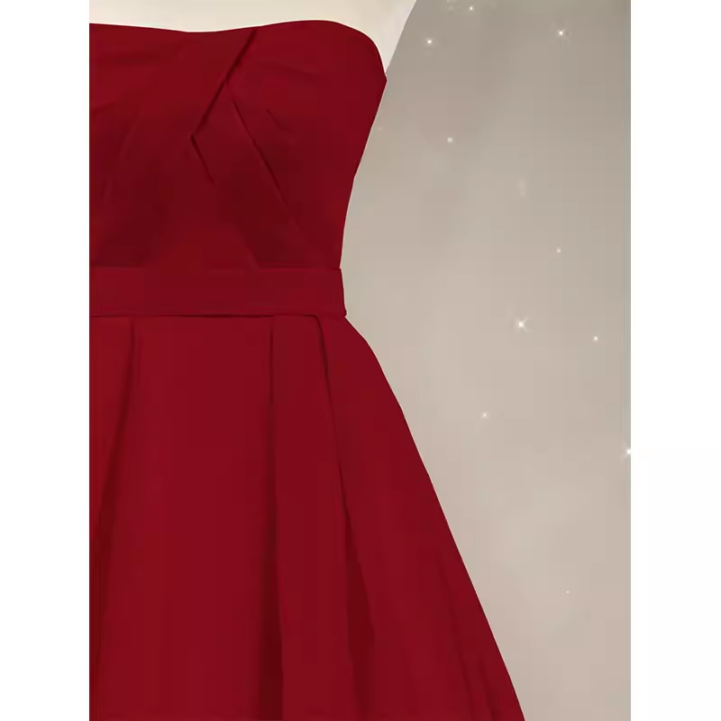 Simple A line Strapless Long Red Prom Dress Evening Dress P1363
