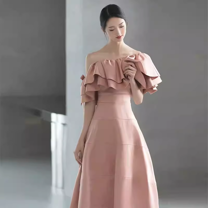 Simple Strapless Pink Long Prom Dress P1368