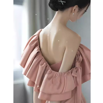 Simple Strapless Pink Long Prom Dress P1368