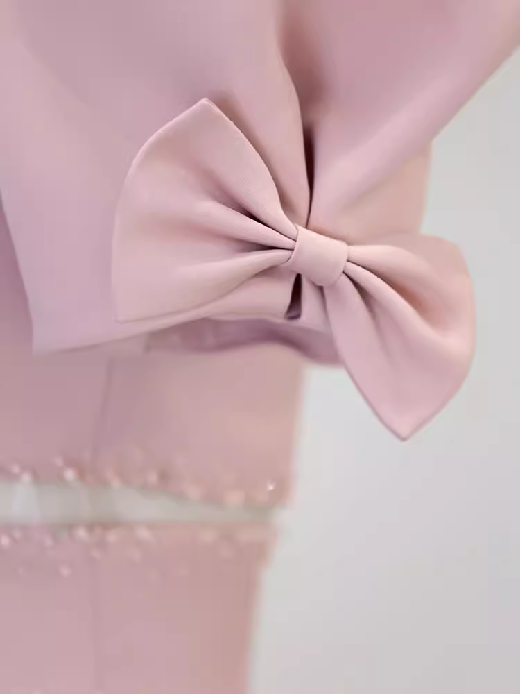 Modest A Line Short Sleeves Long Pink Prom Dress P1424