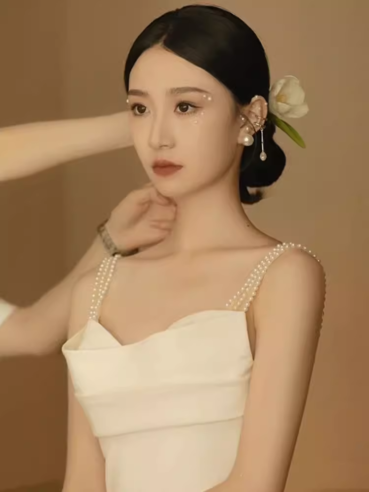 Vintage Mermaid Straps Long White Satin Wedding Dresses P1607