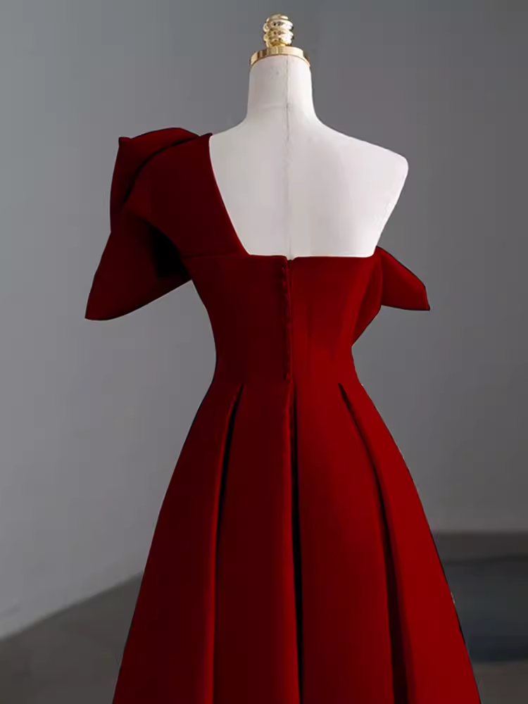 Simple A Line Strapless Red Floor Length Prom Dress P1705