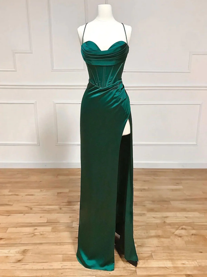 Sweetheart Neck Green Mermaid Long Prom Dresses P2240