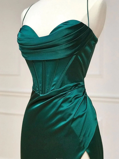 Sweetheart Neck Green Mermaid Long Prom Dresses P2240
