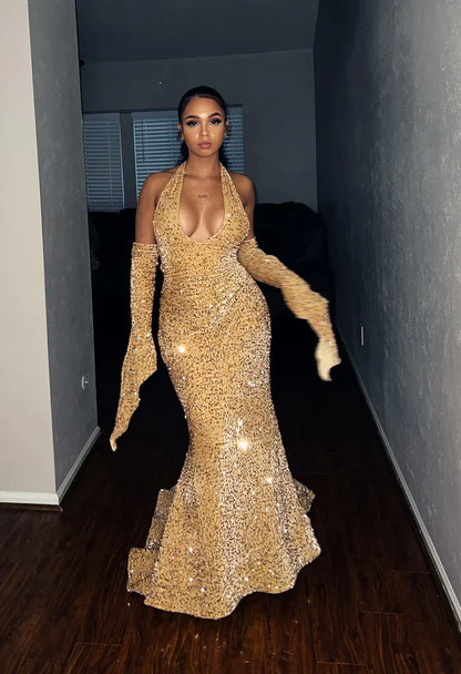 Red Shiny Pretty V Neck Long Bodycon Sexy Sequined Prom Dress Formal Evening Gown Party Dress gh3414
