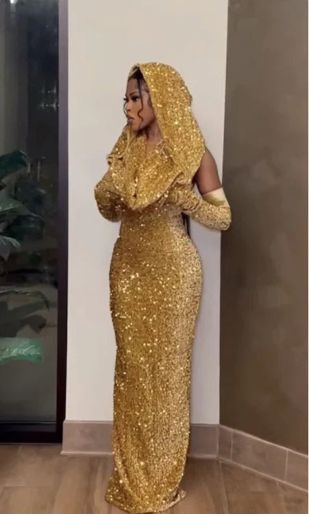 Red Shiny Pretty V Neck Long Bodycon Sexy Sequined Prom Dress Formal Evening Gown Party Dress gh3414