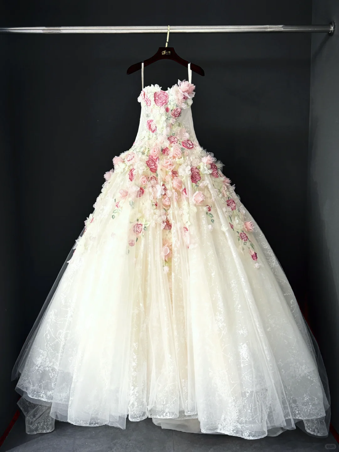 Romantic Pink Floral A Line Sweetheart Neck Tulle Long Prom Dress Gown Dress SH3581