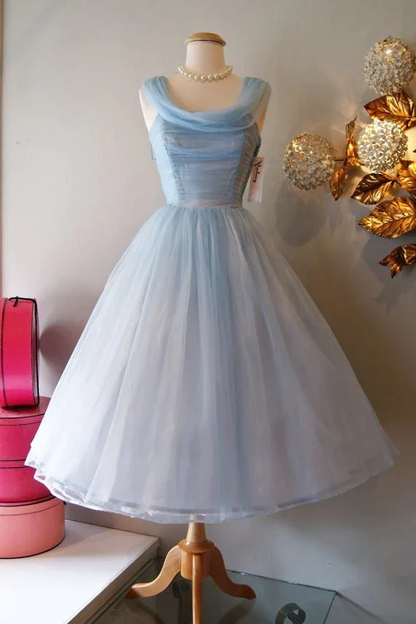 Vintage Blue Homecoming Dressï¼_legant Prom Dress SH644