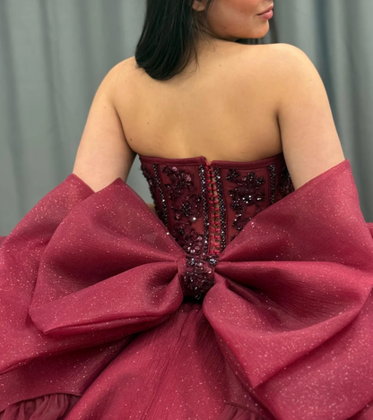 Princess Burgundy Quinceanera Dresses Beaded Appliques Tulle Sweet 16 Party Prom Ball Gown SH3270