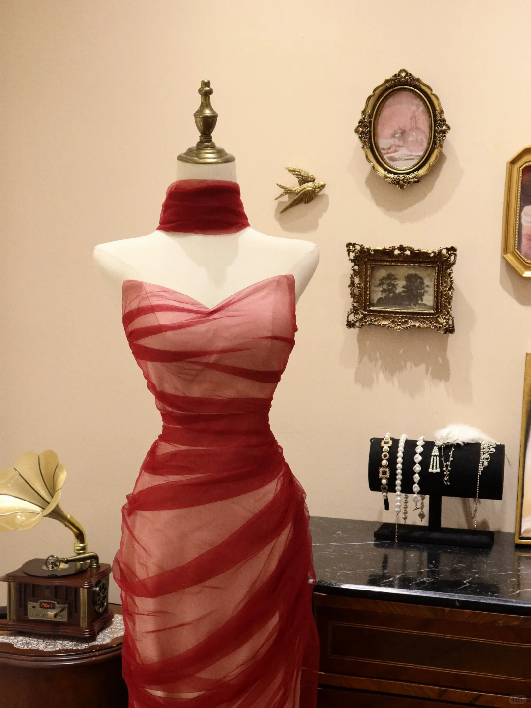 Sexy Mermaid Strapless Burgundy Tulle Satin Long Prom Dress Evening Dress SH3671