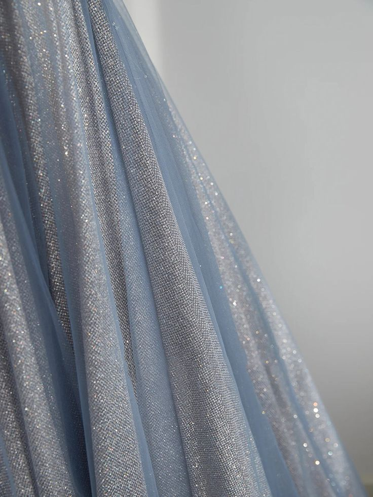 Blue Tulle Long Prom Dress A-Line Off The Shoulder Evening Party Dress SH1301