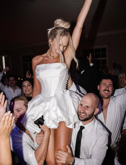 Cute A Line Strapless White Satin Short Homecoming Dress Birthday Dress SH1970