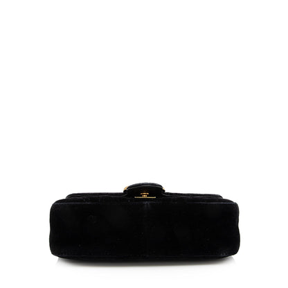 GUCCI Matelasse Velvet GG Marmont Mini Shoulder Bag (SHF-22601)