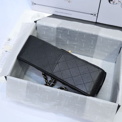 CHANEL LARGE CLASSIC HANDBAG  Grained Calfskin & Gold Metal