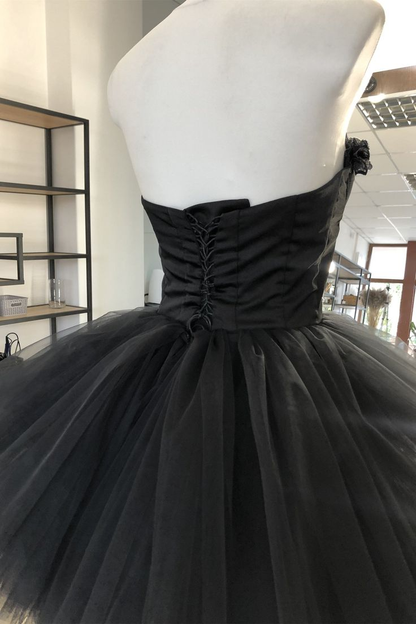 Elegant Sweetheart Black Corset Tulle Short Party Dress Birthday Dress S224