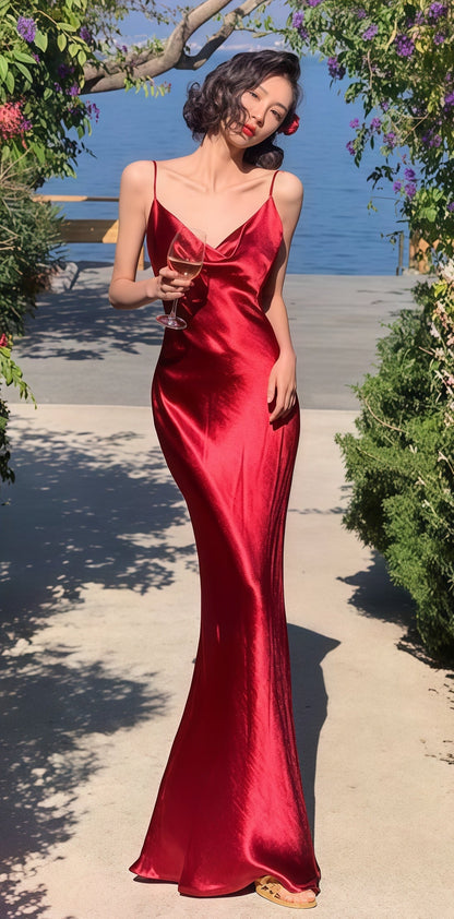 Red Sheath Prom Dress, Summer Party Dress