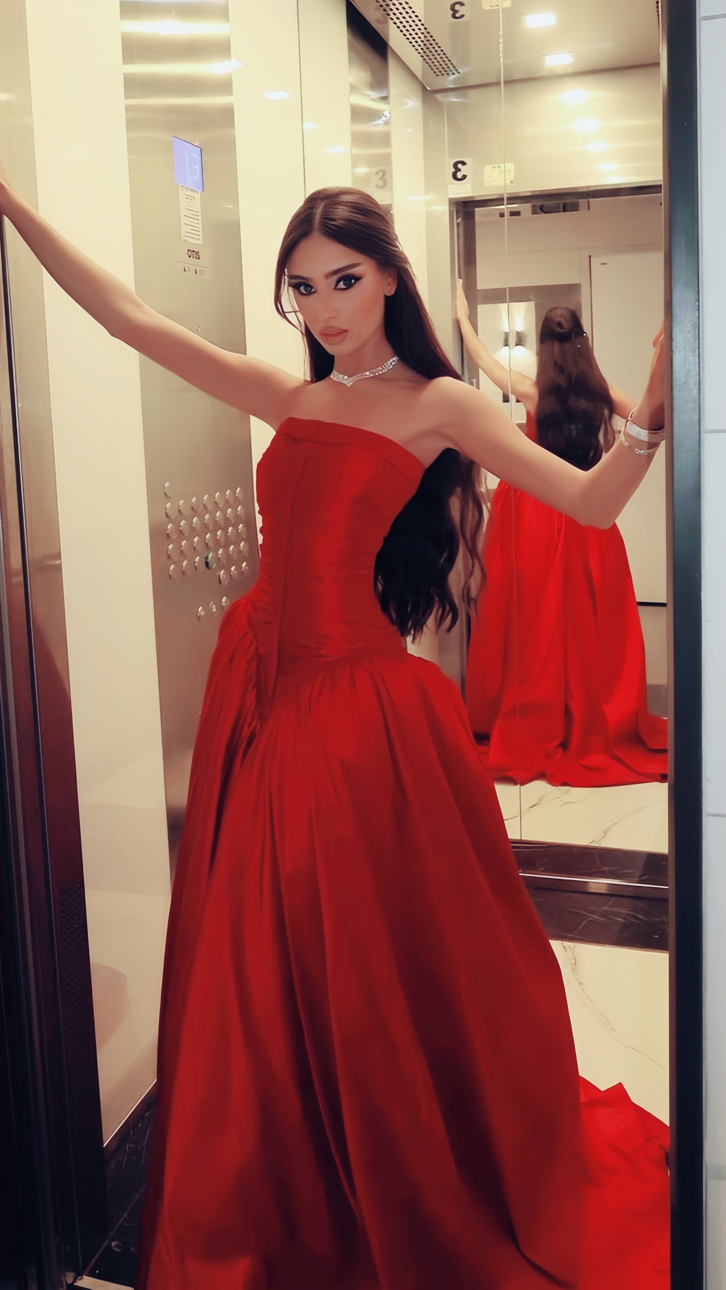 Red Strapless A-Line Prom Dress, Sleeveless Evening Party Dress