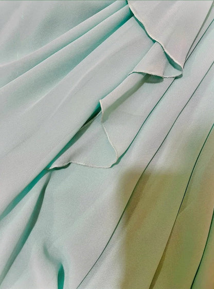 Mint Green vintage fashion one shoulder floral long chiffon prom dress evening dress Bridesmaids Dresses gh4432