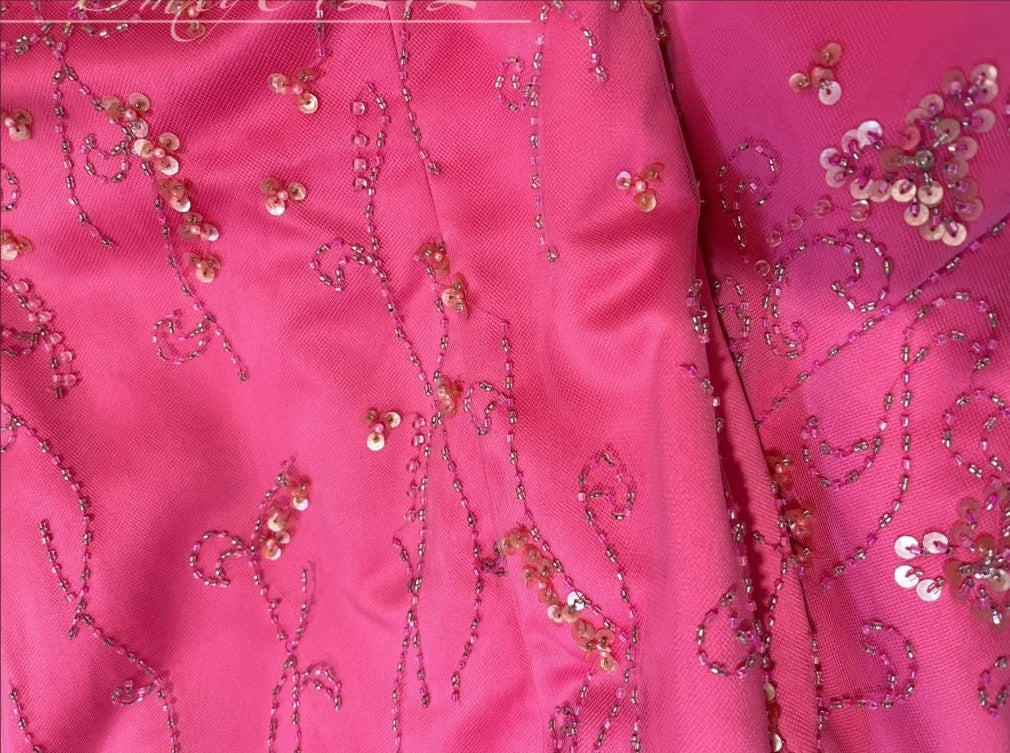 Pink Beaded Floral Elegant Long Satin Ball Gown Evening Dress Party Dress Bridesmaid Dresses gh4465