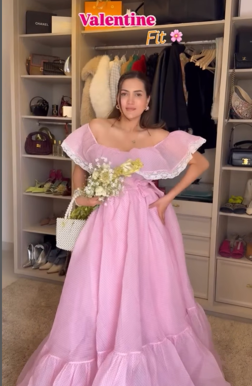 Pink Tulle Off The Shoulder Lace  Long Prom Dressï¼_legant Evening Dress SH716