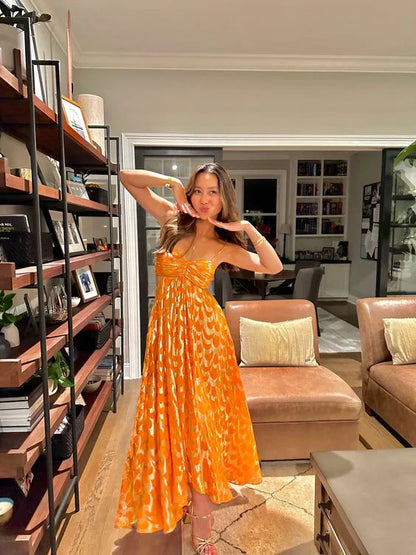 Orange New Arrival Fashion A-Line Long Elegant Prom dress Evening Dress Party Dress gh3450