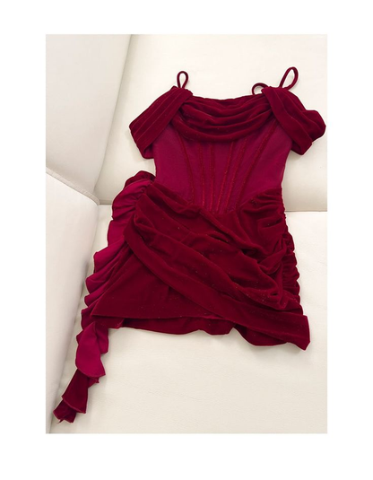 Pretty Spaghetti Straps Burgundy Sheath Short Homecoming Dresses Cocktail Dress S573