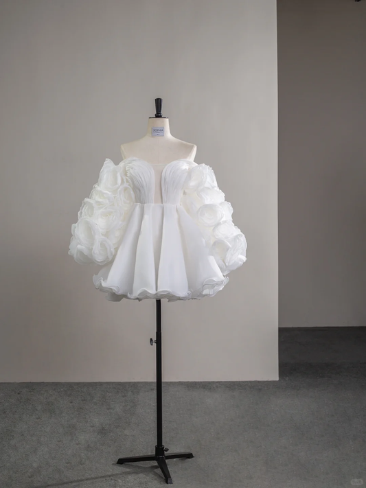 Chic Off The Shoulder White A Line Short Birthday Outfits Formal Homecoming Dress S806