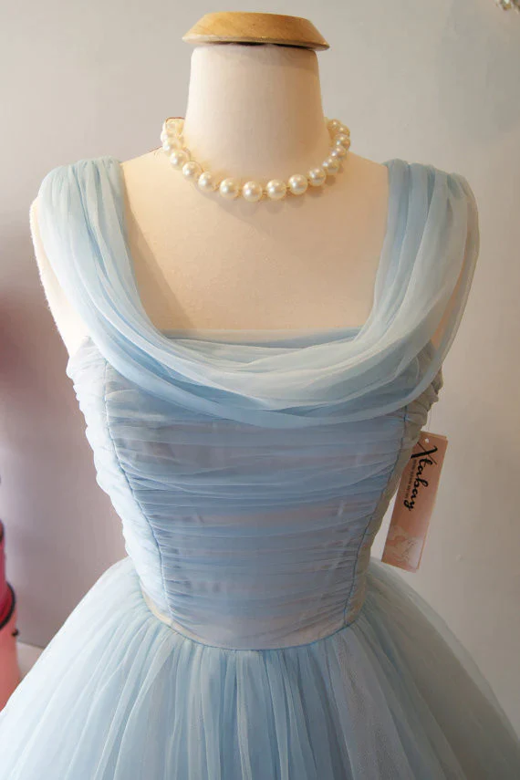 Vintage Blue Homecoming Dressï¼_legant Prom Dress SH644