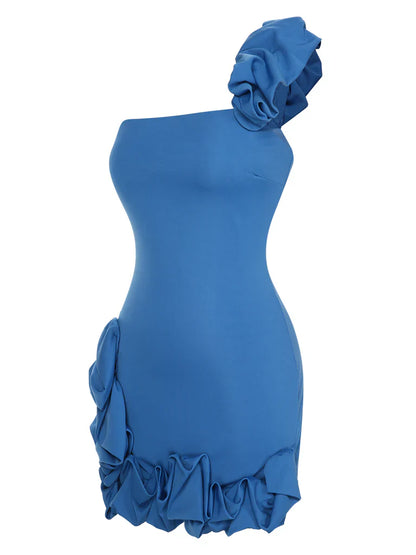 Blue/Black/White Floral Fashion Short Satin Homecoming Dress Birthday Party Dress gh4852