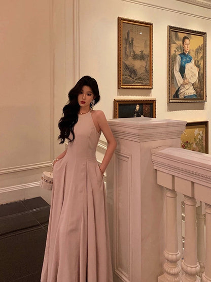 Classy A Line Scoop Neckline Long Light Pink Prom Dresses Birthday Outfits Evening Gown SD1024