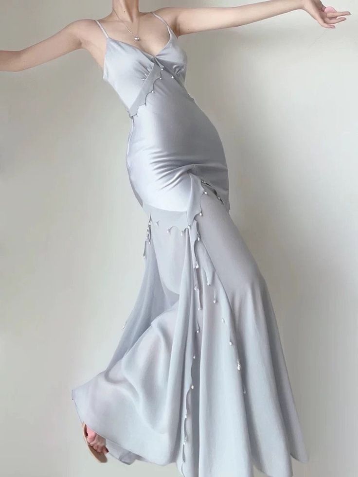 Retro Mermaid Straps Satin Blue Long Prom Dresses Party Dress SD1320