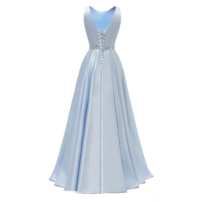 Sexy A Line Scoop Neckline Satin Green Long Prom Dresses Party Dress SD1340