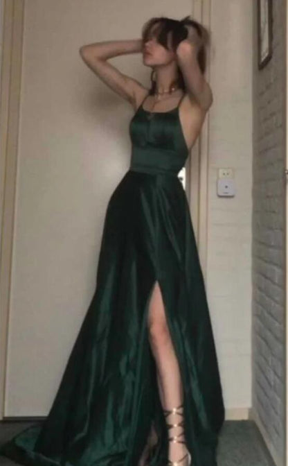 Dark Green Long Prom Dresses Formal Graduation Party Dress Evening Dress SD1514