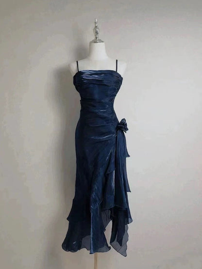 Retro Mermaid Spaghetti Straps High Low Party Dress Prom Dresses SD2820