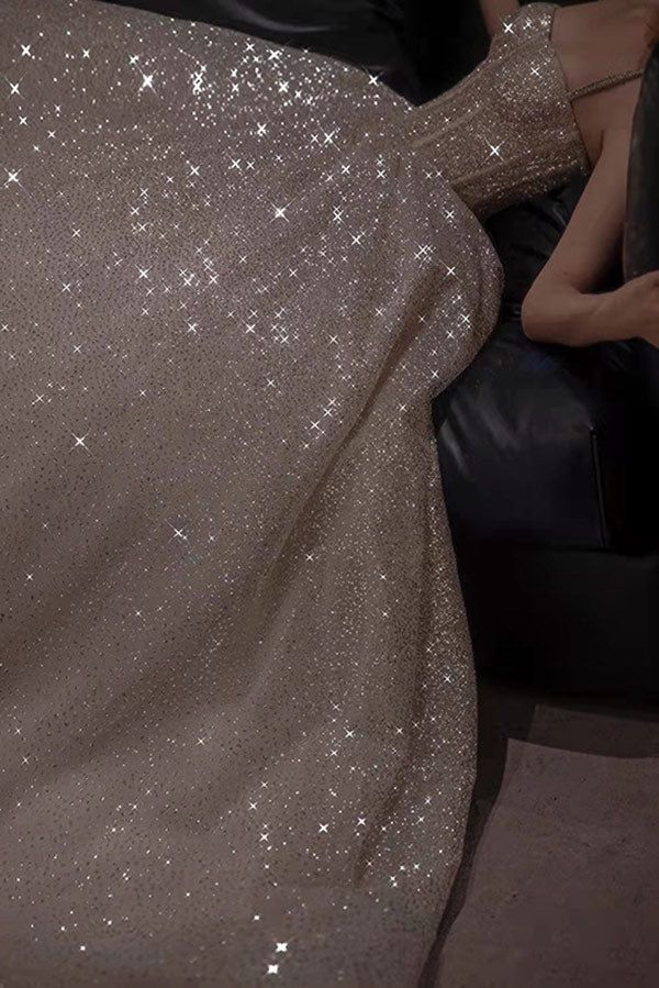 Champagne gorgeous shiny elegant fashion spaghetti strap long sequined prom dress, evening dress, party dress gh3520