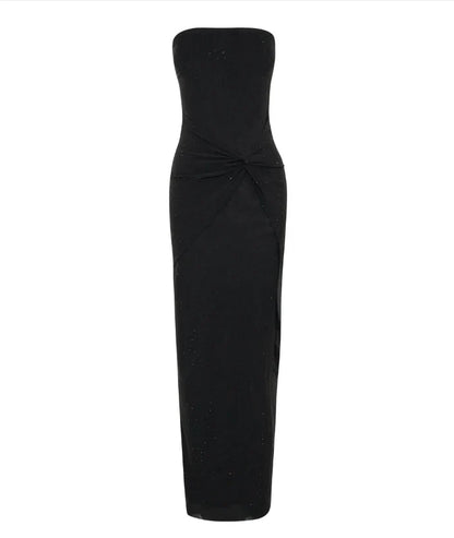 Black shiny stylish elegant off-shoulder sequined long slim fit floor-length ball gown evening dress party dress gh3474