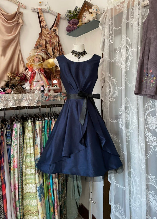 Vintage Fashion A Line Navy Blue Short Length Homecoing Birthday Dress Prom Dresses SD1882