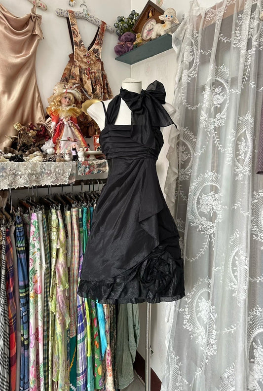 Vintage Fashion A Line Black Short Length Homecoing Birthday Dress Prom Dresses SD1883