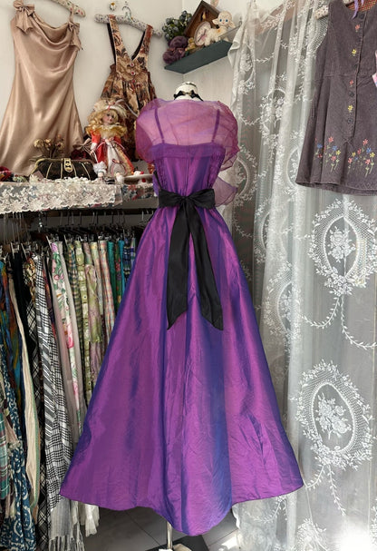 Vintage Fashion A line Spaghetti Straps Grape Floor Length Evening Dress Prom Dresses SD1897