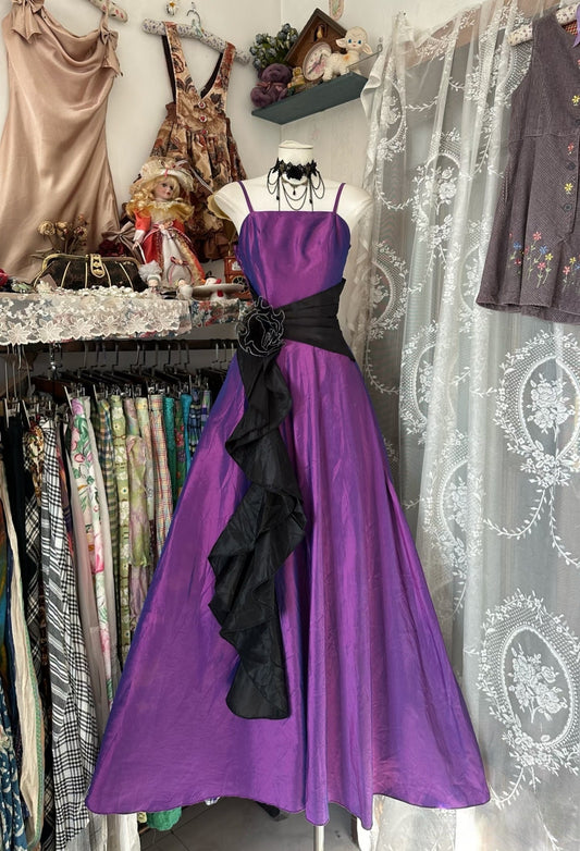 Vintage Fashion A line Spaghetti Straps Grape Floor Length Evening Dress Prom Dresses SD1897