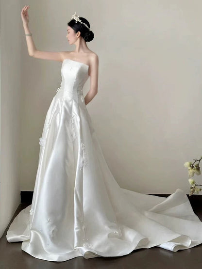 Timeless Ball Gown Off The Shoulder White Tulle Long Wedding Dresses Bridal Dress SD1977