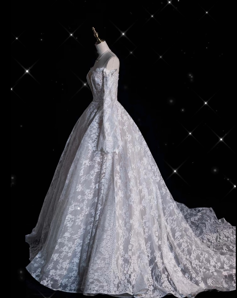 Timeless Ball Gown Off The Shoulder White Lace Long Wedding Dresses Bridal Dress SD1979